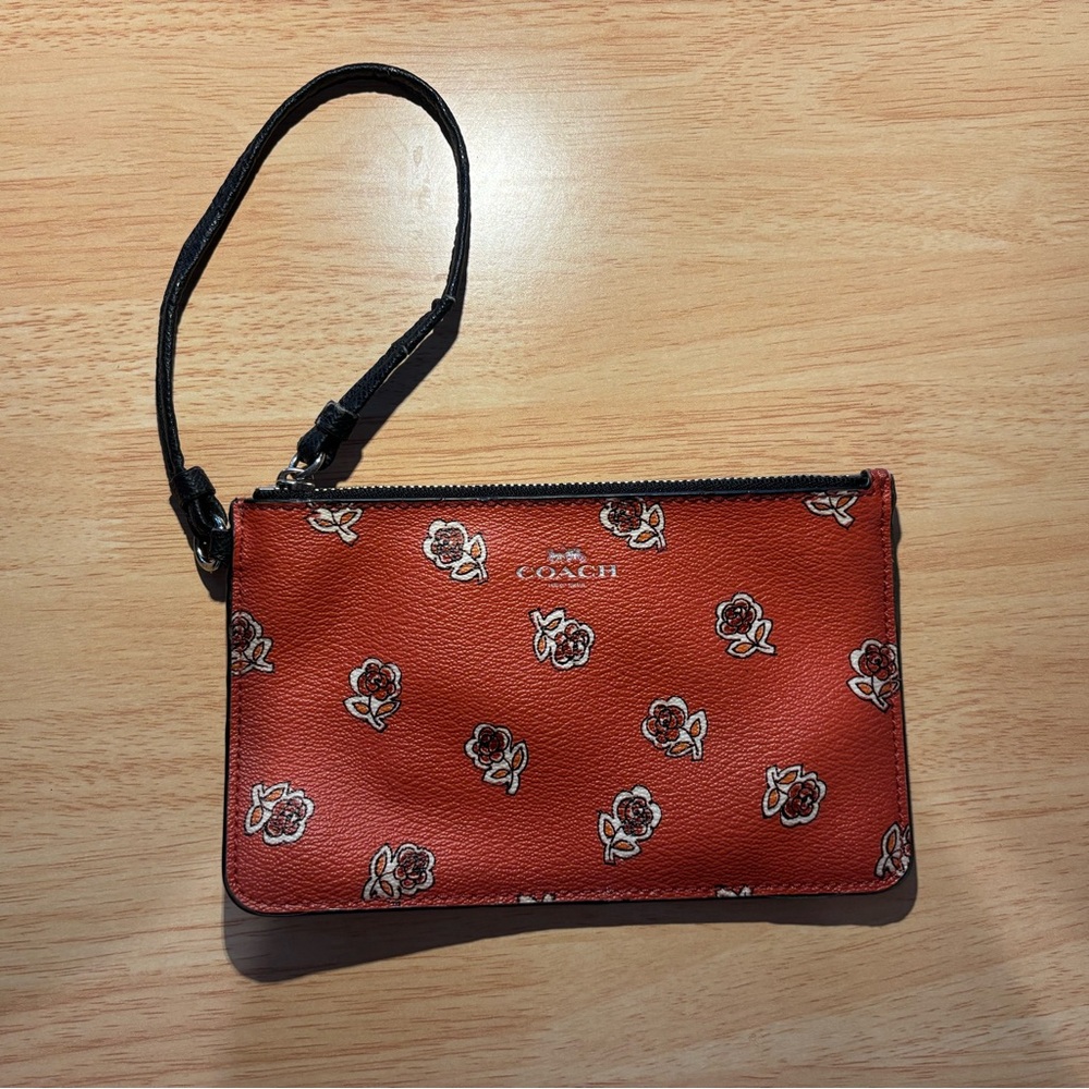 Coach Red Floral Wristlet